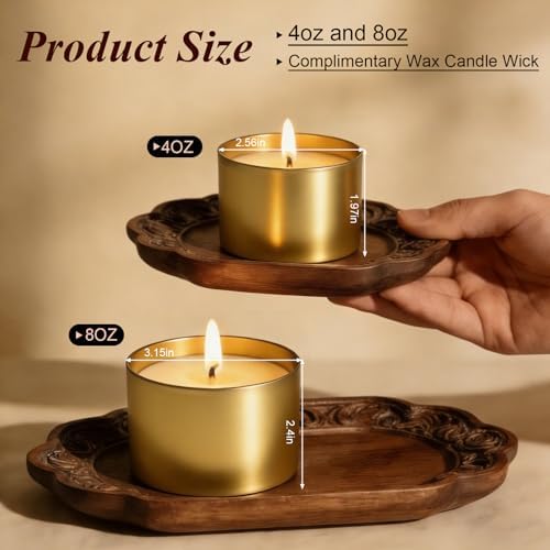 PCREGPAE 4OZ Gold Candle Tins Cans with Lids and Wicks for Making Candles - Image 2