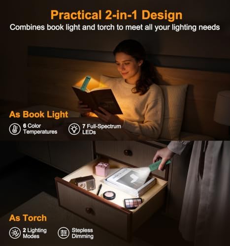 Gritin 2026 Gen 2 Rechargeable Book Light,2-in-1 Reading Light & Flashlight - Image 2
