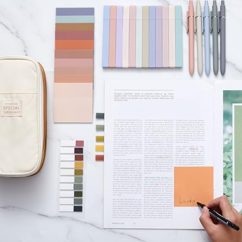 Jutom 39 Pcs Aesthetic Book Annotation Kit,Khaki,Cute Style - Image 2