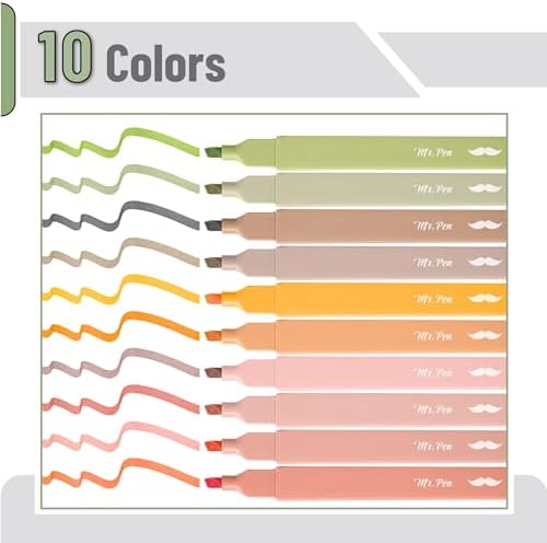 Mr. Pen- Aesthetic Highlighters No Bleed, 10 Pack, Assorted Colors | Chisel Tip, Cute Highlighters Assorted Colors for Journaling, Highlighting, Underlining, Fast Dry, Back to School Supplies - Image 2