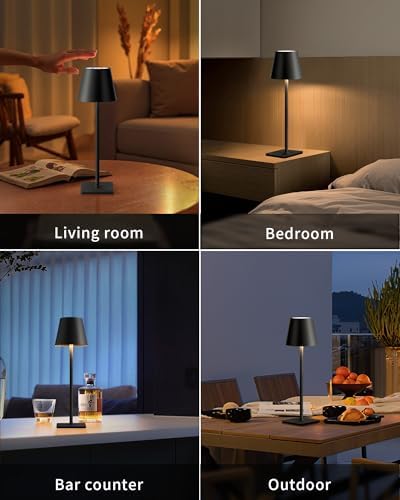 KDG 2 Pack Cordless Black Table Lamps, RGB Color Stepless Dimming Desk Lamp - Image 6