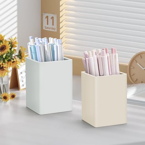 Pen Holder for Desk,Nordic Elegance Square Silicone Pencil Holder Soft Minimalist Desk Pen Cup Stand Waterproof Multifunctional Office Supplies for Home,Kids and School(Grey) - Image 5