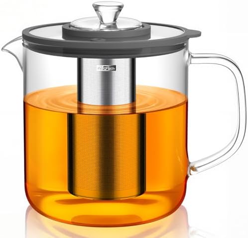 Aquach 68oz Glass Tea Pot with Infuser, Stovetop Safe Borosilicate Teapot by Aquach