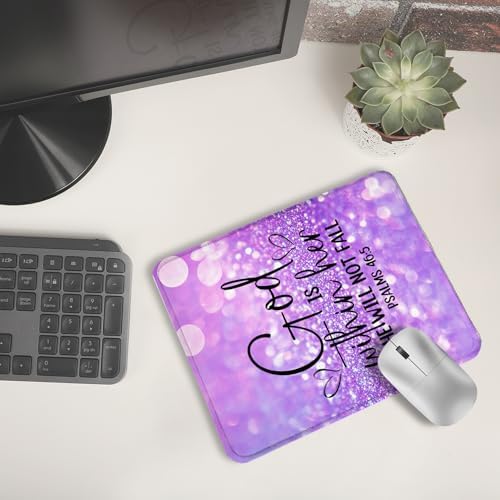 Purple Glitter Christian Mouse Pad, God is Within Her She Will Not Fall Bible Verse Mouse Pads for Wireless Mouse Computers Laptop Desk Accessories, Christian Gifts for Women, 9.5x7.9 Inch - Image 6