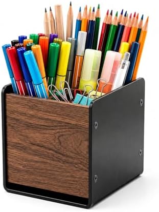 Walnut Desk Organizer, Minimalist Pencil Holder for Office Desk by CELESTREE