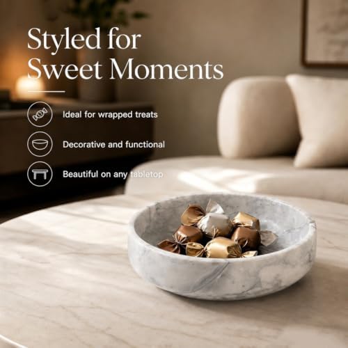 Natural Marble Decorative Bowl - Hand-Polished Stone Catchall Tray for Coffee Table Centerpiece, Entryway Key Holder, Jewelry Dish, Candle Holder & Home Decor Accent - Image 7