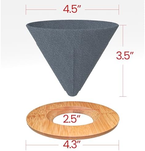 Reusable Drip Ceramic Coffee Filter With Premium Bamboo Tray, High Temperature Resistant, No Paper Pour Over Coffee Makers, Large Capacity for Home-Office-Travel Coffee Brewing - Image 3