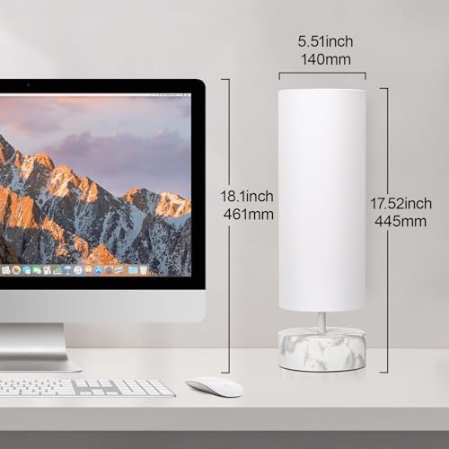 Touch Table Lamp with Marble Grain Metal Base, 3 Way Dimmable Bedside Lamp - Image 4