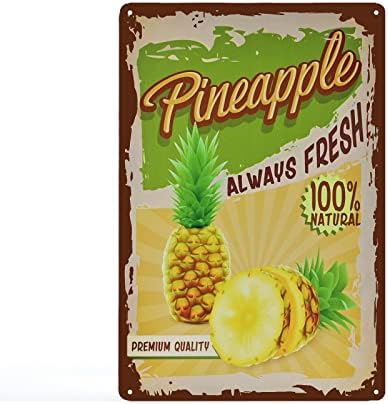Vintage Pineapple Tin Sign - Fruit Metal Sign - Retro Decorative Sign Wall Decor Home Decor by TREEPERI