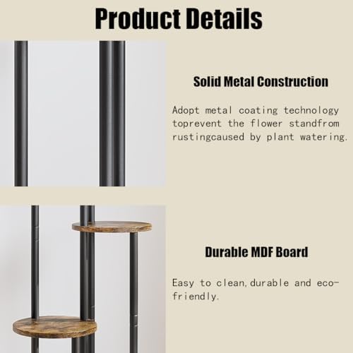 AZERPIAN Plant Stand Indoor Tall Corner Tiered Shelf 5 Tier Metal MDF Board - Image 5