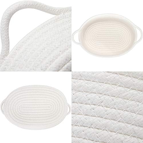 Sea Team 2-Pack Compact Woven Cotton Rope Storage Baskets, White - Image 5