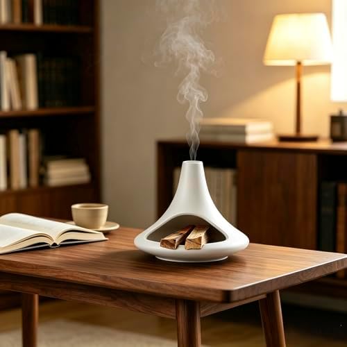 Ceramic Palo Santo Holder Matte White, Mini Chiminea Smudge Bowl Burner with Ash Catcher for Palo Santo Sticks, Incense Cones & Candles, Minimalist for Meditation, Yoga, Cleansing Ceremony, Handmade - Image 5