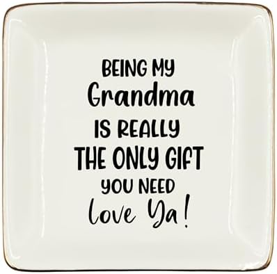WODMIS Grandma Gifts Ceramic Jewelry Tray Dish, Grandma Gift for Mother's Day from Grandkids Jewelry Plate Ring Trinket Dish, Grandmother Gifts from Granddaughter Grandson by WODMIS