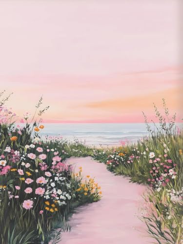 Diamond Art Kits for Adults,Pink Beach Diamond Art Painting Kits for Adults by croshom