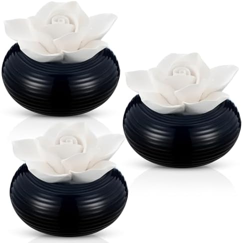 Honeydak 3 Pcs Ceramic Essential Oil Diffuser, Non Electric,Camellia by Honeydak