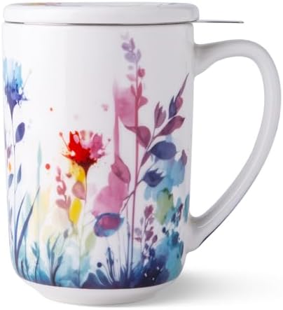 AmorArc Tea Cup With Infuser and Lid, 18oz Loose Leaf Tea Mug With Steeper by AmorArc