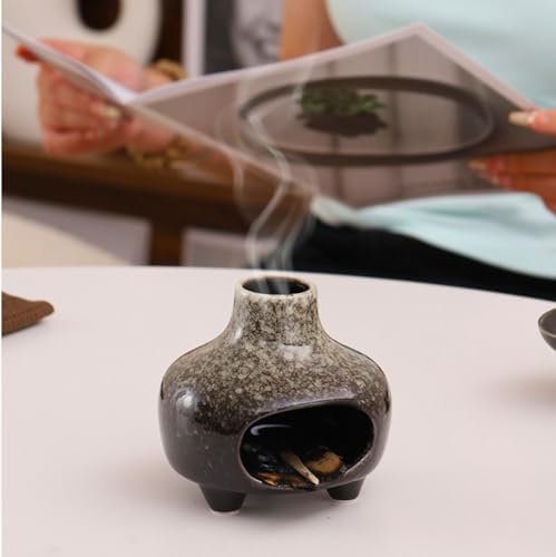 Ceramic Palo Santo Holder Incense Burner,Handcrafted Chiminea Incense Cone Holder Burner Wood Sticks,Ash Catcher,Aromatic Home Decor for Spiritual Rituals,Yoga,Meditation (White, 4*4*4INCH) - Image 5
