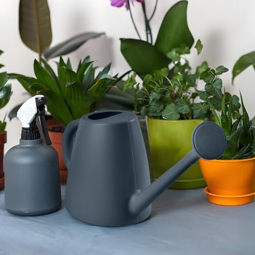 Plastic Watering Can - for Indoor and Outdoor House Plant Garden - with Long Spout - 1/2 Gallon - Grey - Image 6