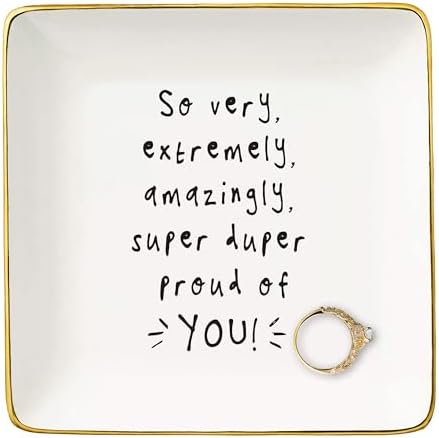 NZY Inspirational Quotes Gifts-Congratulation Gift-Reminder Present-Positive Motivational Encouragement Affirmations Present,So Proud of You-Christmas Gifts-Jewelry Tray Trinket Holder Ring Dish by NZY