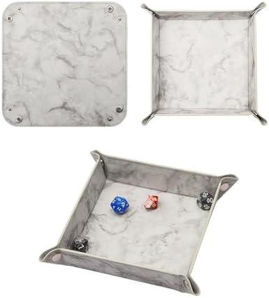 Valet Tray Desktop Storage Organizer – Vegan Leather Catchall Bedside Vanity Tray Nightstand Caddy Holder for Remote Controller, Watch, Keys, Phone, Wallet, Coin, Jewelry, Marble White - Image 2