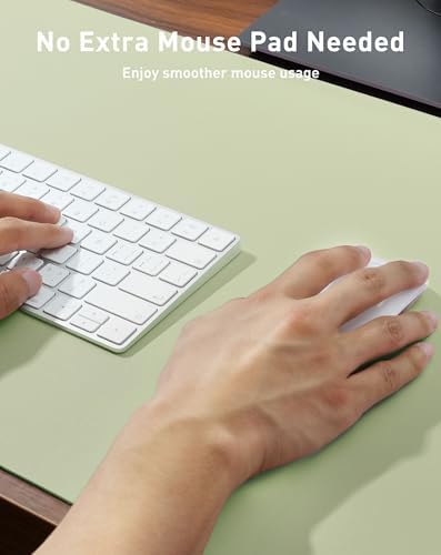 Aothia Faux Leather Desk Mat - Large Mouse Pad, Non-Slip PU Leather Blotter, Waterproof Writing Surface for Office and Home (Grass Green, 63" x 24") - Image 4