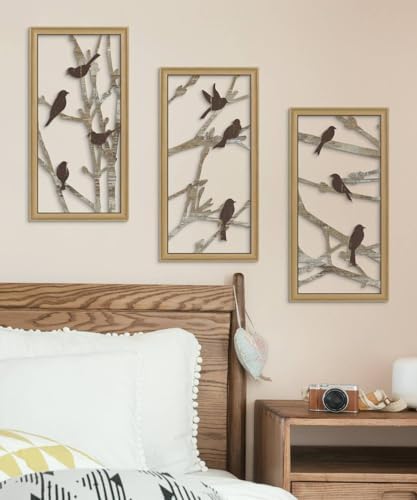 Putuo Decor Bird Wall Art, Birds on Branches Wall Decor Set of 3, Modern Aesthetic Wall Hanging Minimalist Nature Wall Art for Living Room Bedroom Entryway Hallway Home Decor 16x8 in - Image 6