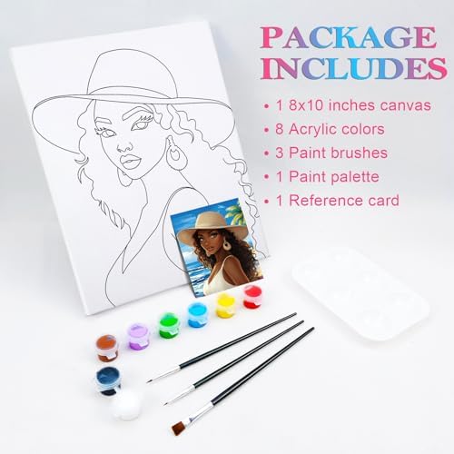 Nuberlic 8x10 Pre Drawn Canvas to Paint for Adults Hot Girl Summer Hawaii - Image 4