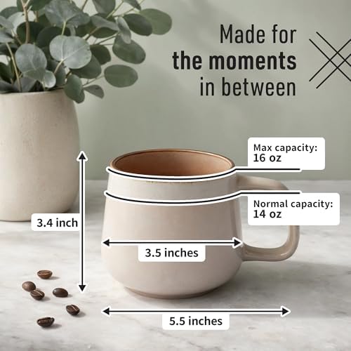 Ava Nord Large Stoneware Ceramic Coffee Mugs Set of 4-16 oz - Rose Sand - Image 2