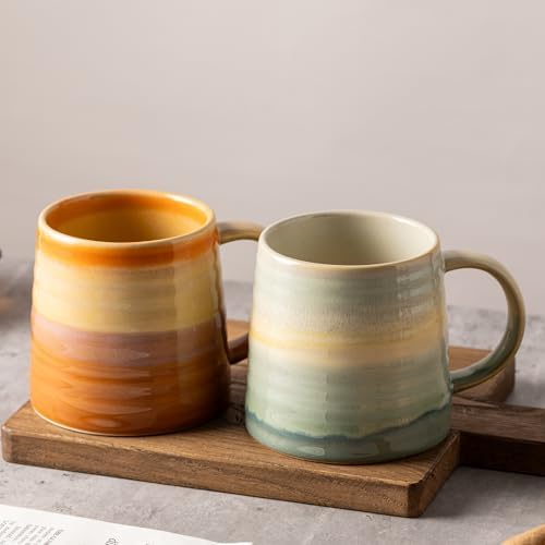 15.5oz Large Heavyweight Ceramic Mug, Reactive Glaze (Orange) - Image 6