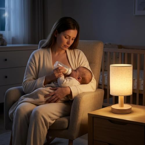 Small Cordless Rechargeable Table Lamp, Touch Control Dimmable 2700K Warm Light, Natural Wood Base Linen Shade for Bedroom Dorm Nightstand - Image 6