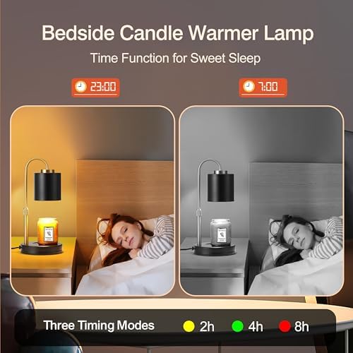 CASTLELIFE Candle Warmer Lamp with Timer & Dimmer, Height Adjustable Electric Wax Melt Warmer for Jar Candles, Gifts for Mom Home Decor, Black Gold - Image 6