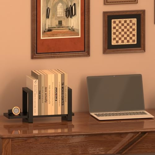 100% Solid Wood Adjustable Desktop Bookshelf, Retro Tabletop Bookshelf, Desk holder Shelf for Living Room, Home, Office, Perfect for Magazine, Books, Cookbooks, No Tools Required to Assemble (Black) - Image 2