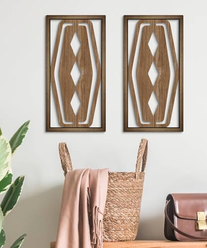 Putuo Decor 2 Pcs Mid Century Modern Wall Decor, Wooden Abstract Geometric Decor, Abstract Wall Sculpture for Living Room, Bedroom - Image 6