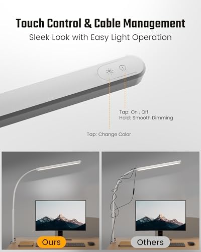SUPERDANNY Eye-Caring LED Desk Lamp Work Lamp Office Lamp with Side Clamp - Image 3