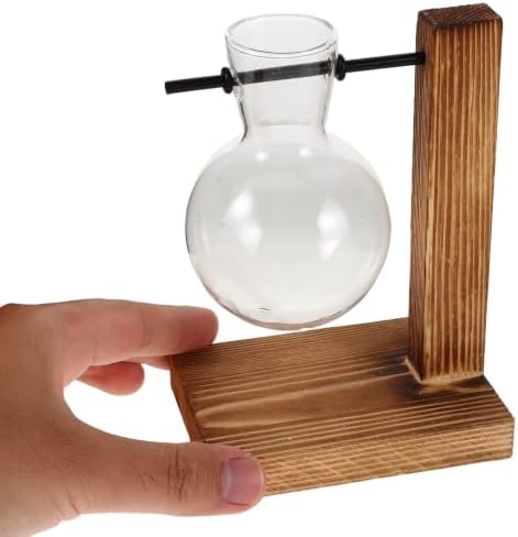 Wood Hydroponic Glass Vase with Stand for Plant Propagation - Image 4