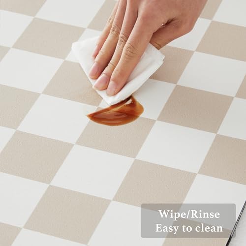 Ohocut Checkered Dish Drying Mat for Kitchen Counter, Coffee Bar Station Accessories, Retro Cute Aesthetic Modern Absorbent Drainer Mat Kitchen Drying Mat Easy Clean, Beige 16" x 24" - Image 5