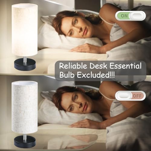Bedside Table Lamps, Table Lamp for Bedroom, Lamps for Night Stands with Linen Lampshades, Small Table Lamp for Living Room, Office (Bulb Excluded) - Image 6
