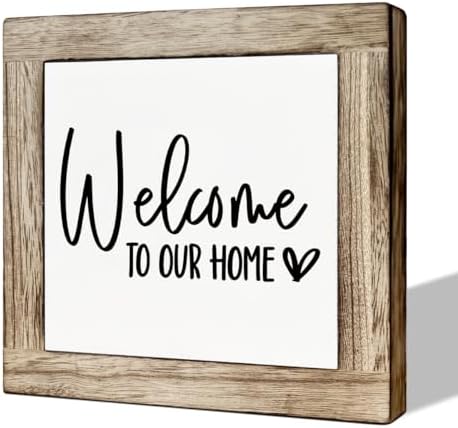 Welcome Sign, Wooden Box Signs for Home Decor, Freestanding Welcome Decor Sign, Farmhouse Decor for Entryway, Front Door Decortion, Housewarming Tabletop Decortion by MLTEye