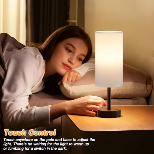 Dicoool Bedside Table Lamp for Bedroom - 3-Way Dimmable Touch Lamp, USB A+C - Image 2