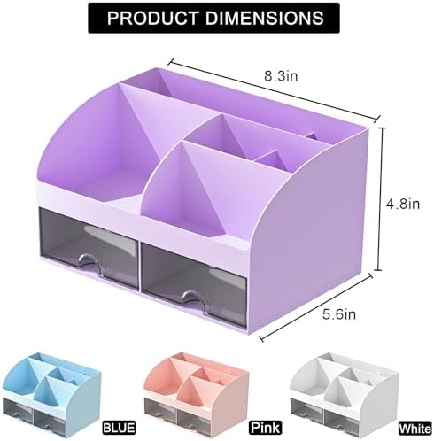 Makeup Organizer with Drawers, Cosmetic Storage for Dresser Vanity and Bathroom Countertop, Beauty Holder for Lipstick Brush, Skincare Organizer for Vanity, Cosmetic Display Case (Purple) - Image 4