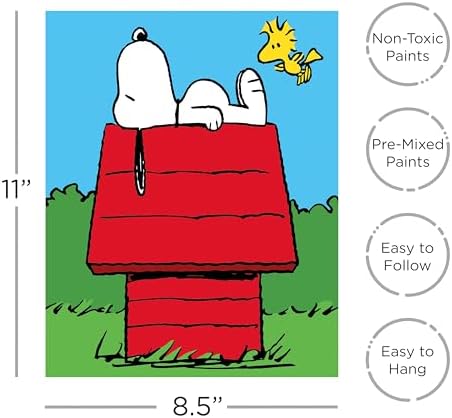 Aquarius Peanuts Snoopy Paint by Numbers Kit, 8.5 x 11 Mini Canvas Art by Number Set for Adults and Kids, Officially Licensed - Image 2