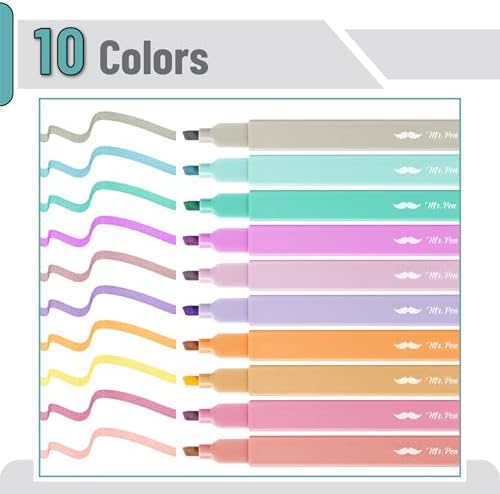 Mr. Pen- Aesthetic Highlighters No Bleed, 10 Pack, Assorted Colors | Chisel Tip, Cute Highlighters Assorted Colors for Journaling, Highlighting, Underlining, Fast Dry, Back to School Supplies - Image 2