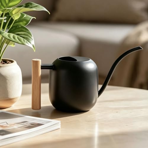Watering Can 45 oz Long Spout Wooden Handle Stainless Steel - Image 6