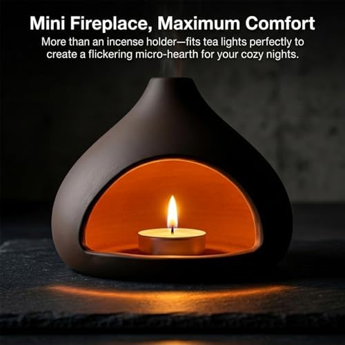 EATAKWARD Ceramic Brown Palo Santo Incense Holder, Mini Chimney Design for Burning Sticks and Sage, Suitable for Meditation and Relaxation Spaces (StyleC) - Image 4