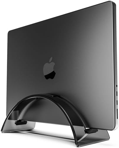 Yikola Vertical Laptop Stand for Desk, Vertical Laptop Hoder Space-Saving Organizer for All MacBook, Laptop Stand Acrylic Invisible Desktop Notebook Dock-Black… by Enjoynow