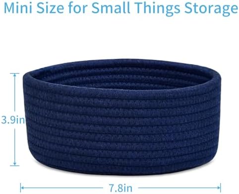 ABenkle Small Woven Basket, Empty Tiny Shallow Storage Basket, Mini Cotton Rope Baskets, Round Decorative Hamper, Basket Storage Bins for Toys, Spa, Socks, Nursery, Living Room - Image 2