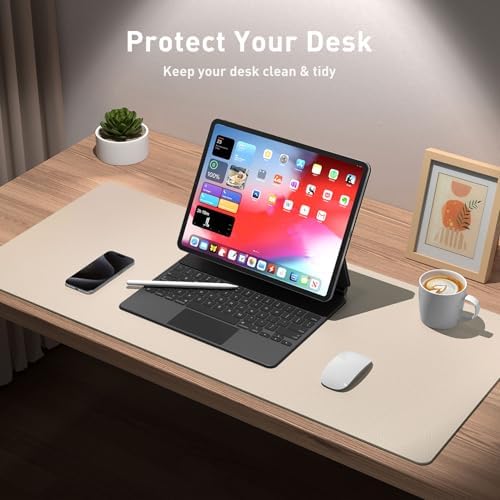 Aothia Large PU Leather Desk Pad Protector – Non-Slip Mouse Pad & Writing Mat for Office/Home, Waterproof, Easy to Clean(48" x 17", Eggshell) - Image 4
