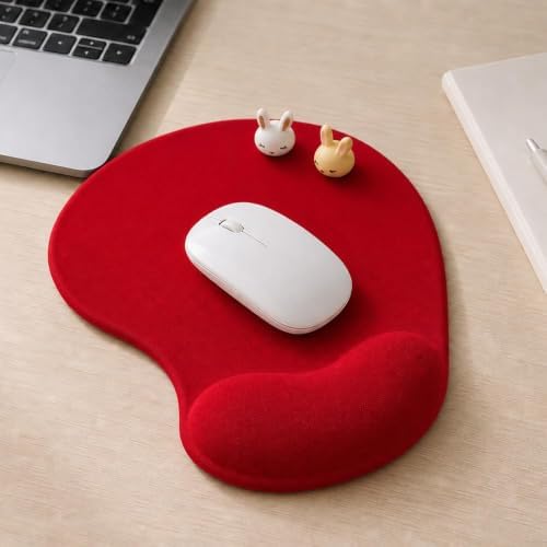 Office Mousepad with Gel Wrist Support - Ergonomic Gaming Desktop Mouse Pad Wrist Rest - Design Gamepad Mat Rubber Base for Laptop Computer -Silicone Non-Slip Special-Textured Surface (06Red) - Image 2
