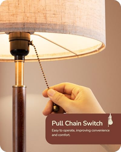 EDISHINE Mid Century Table Lamp, Bedside Lamp with Pull Chain Switch, E26 - Image 3