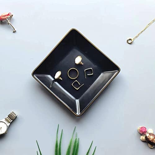 HANKOR Ceramic Jewelry Dish Tray, Decorative Trinket Tray Holder for Ring Earring Key, Gift for Women Girls, 4.7inch, Black - Image 3